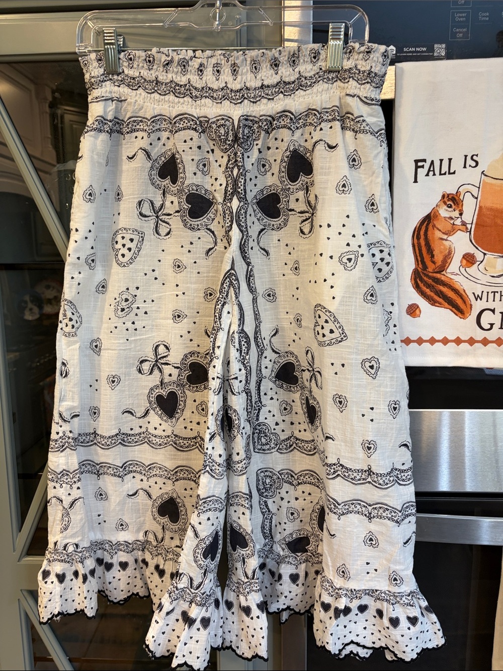 Anthropologie Black Heart Bandana Print Lounge Pants Small